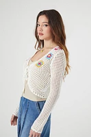 Floral Crochet Cardigan Sweater