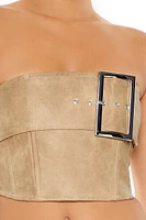 Buckled Faux Leather Tube Top