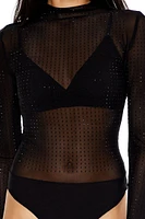 Rhinestone Mock Neck Bodysuit