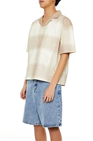 Plaid Drop-Sleeve Cropped Shirt