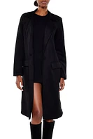 Faux Suede Longline Trench Coat