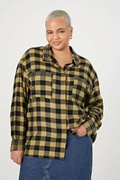 Plus Studded Plaid Flannel Shirt