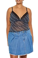 Plus Plaid Rosette Sheer Cami