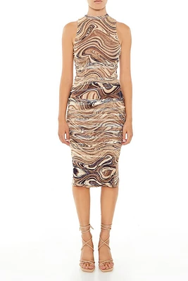 Marble Print Midi Dress