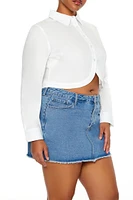 Plus Notched Cropped Shirt