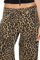 Leopard Baggy Mid-Rise Jeans