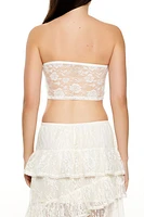 Lace V-Hem Tube Crop Top