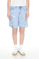 Distressed Denim Bermuda Shorts