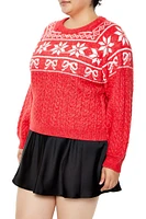 Plus Fair Isle Poinsettia Sweater