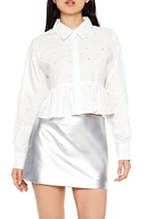 Rhinestone Cropped Peplum Shirt