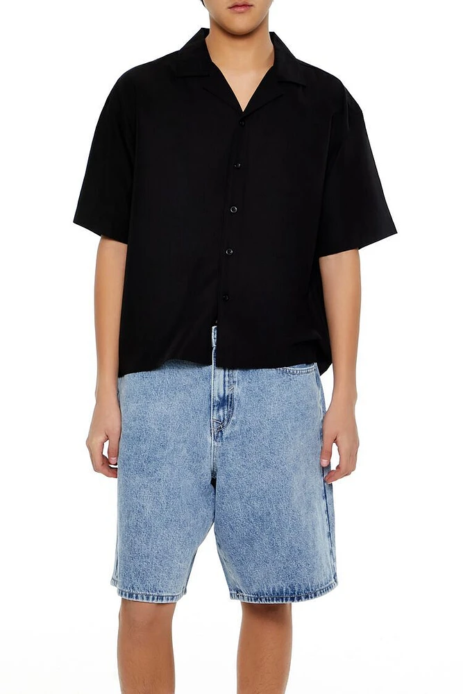 Cuban-Collar Cropped Shirt