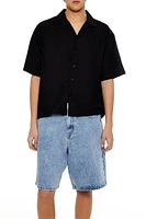 Cuban-Collar Cropped Shirt