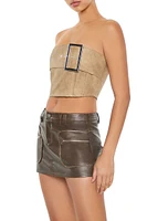 Buckled Faux Leather Tube Top