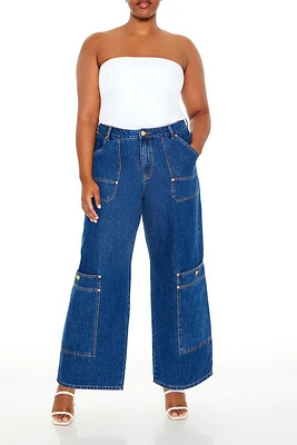 Plus High-Rise Cargo Jeans