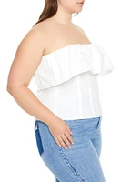 Plus Poplin Flounce Tube Top