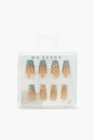 French Tip Coffin Press-On Nails