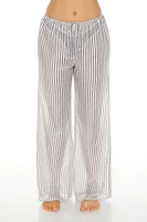 Striped Lightweight Wide-Leg Swim Cover-Up Pants