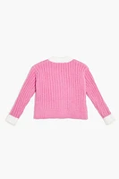 Girls Two-Tone Cardigan Sweater (Kids)