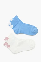 Floral Bow Quarter Socks - 2 pack