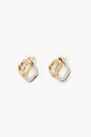 Two-Tone Hoop Stud Earrings