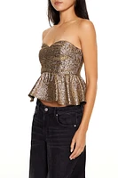 Metallic Peplum Strapless Top