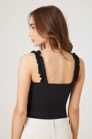 Ribbed Ruffle-Strap Bodysuit