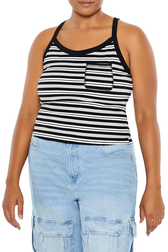 Plus Striped Pocket Cami