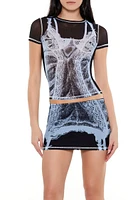 Mesh Bustier Graphic Baby Tee