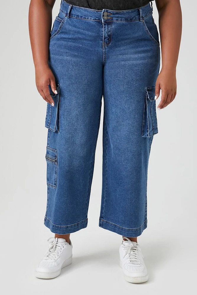 Plus Wide-Leg Cargo Jeans