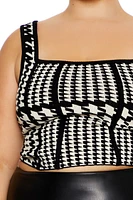 Plus Sweater-Knit Houndstooth Tank Top
