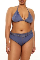 Plus Denim Bikini Bottoms