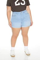 Plus High-Rise Denim Shorts