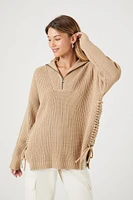 Half-Zip Lace-Up Sweater