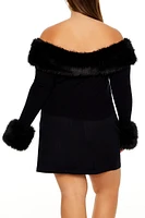 Plus Faux Fur-Trim Sweater