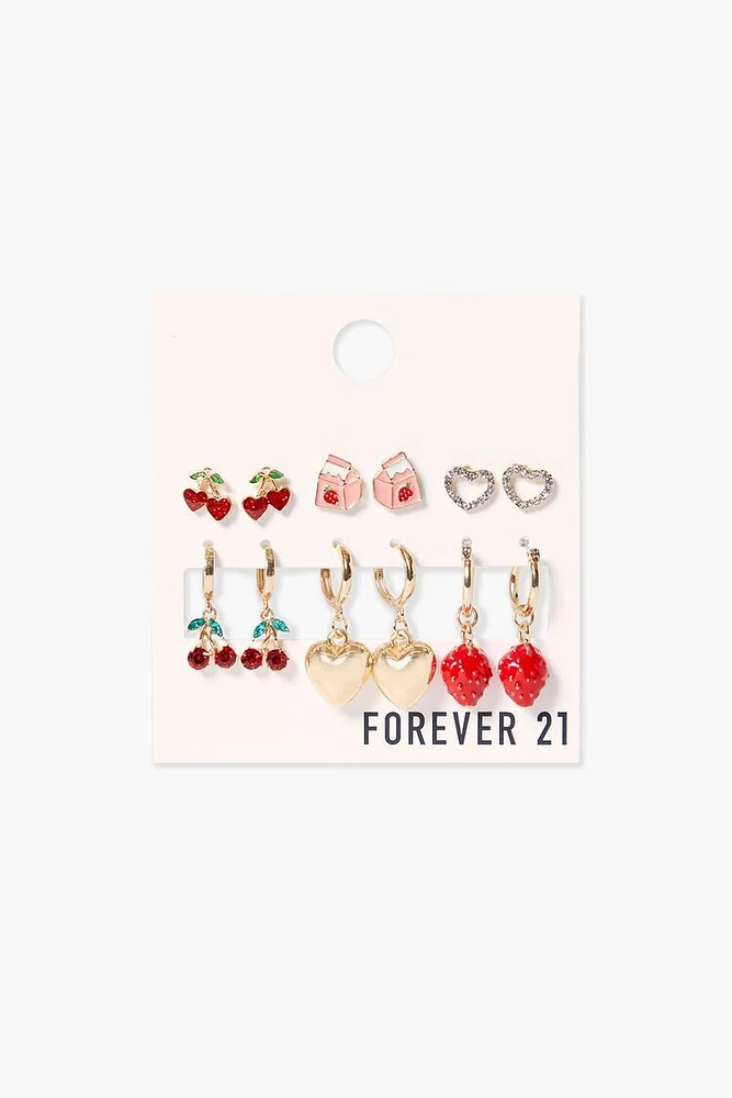 Fruit Stud & Drop Earring Set