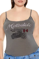 Plus Motociclo Rhinestone Cami