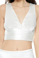Satin Tie-Back Bow Crop Top
