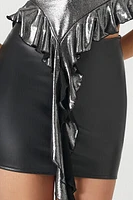 Faux Leather Ruffle Tube Top