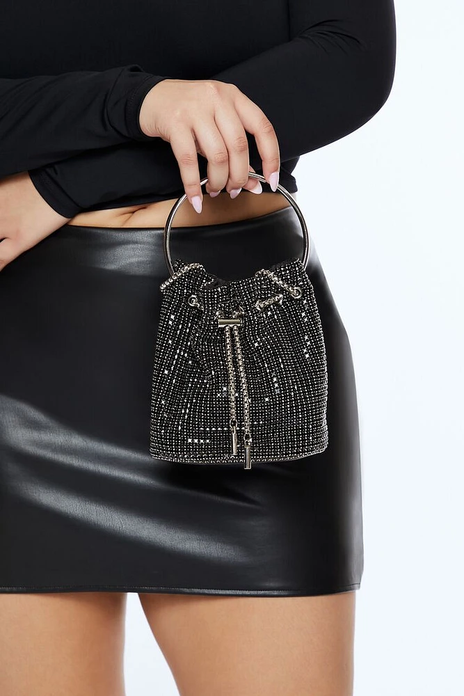 Rhinestone Drawstring Crossbody Bag