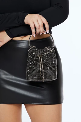 Rhinestone Drawstring Crossbody Bag