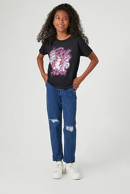 Girls Distressed Paperbag Jeans (Kids)