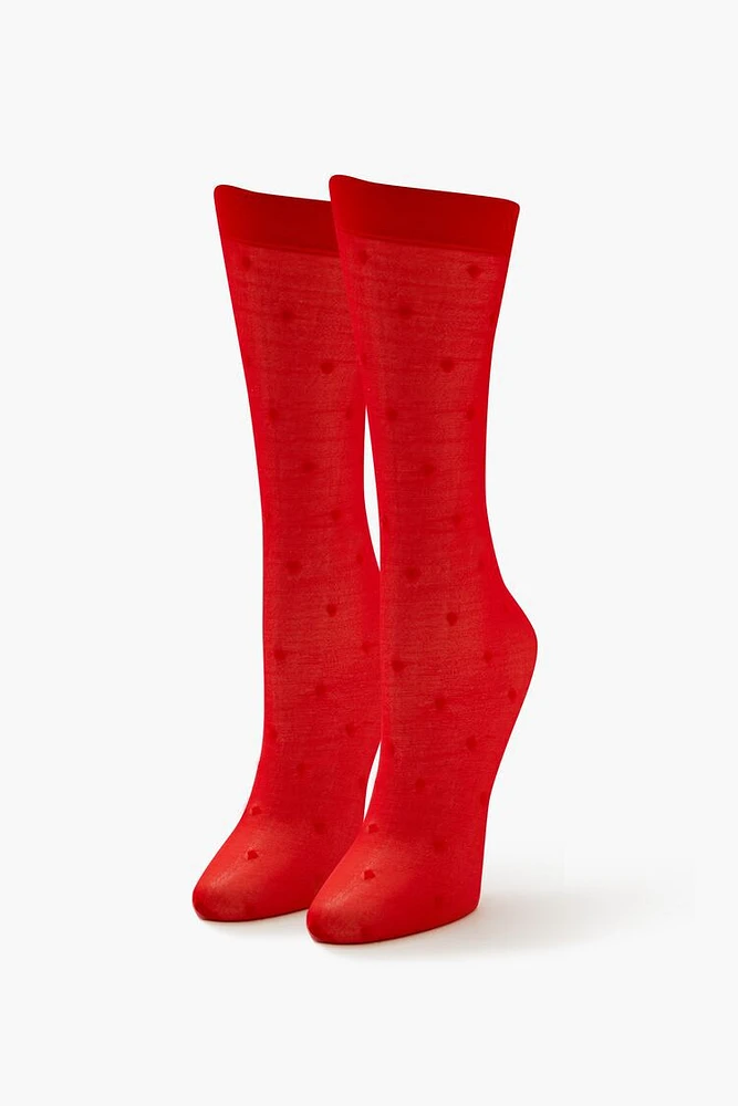 Heart Print Calf-Length Socks