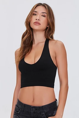 Seamless Ribbed Knit Halter Top