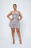 Plus Sequin Ruffle Mini Dress
