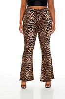 Plus Leopard Print Flare Pants