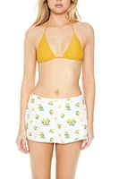 Lemon Print Swim Cover-Up Skirt