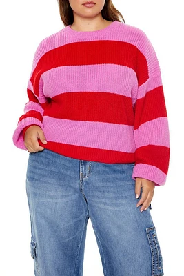 Plus Striped Drop-Sleeve Sweater