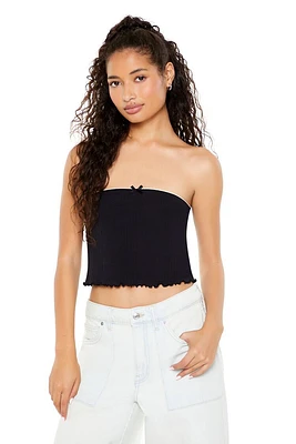 Pointelle Knit Bow Tube Top