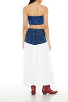 Combo Denim Maxi Skirt
