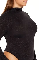 Plus Glitter Cowl Thong Bodysuit